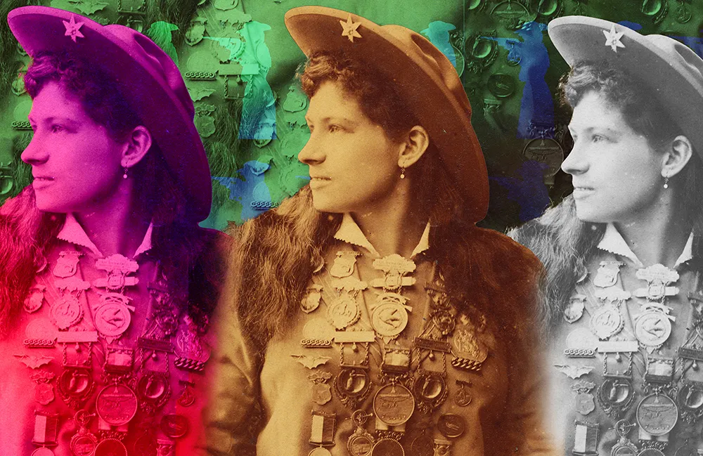 Detail of the Annie Oakley mural in downtown Greenville